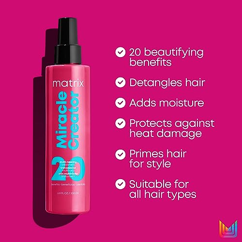 Matrix Multi-Tasking Hair Treatment, Leave-In Conditioner and Heat Protector with 20 Benefits, Total Results, Miracle Creator, 190ml