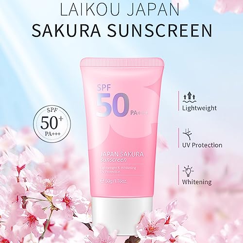 Japan Sakura Sunscreen, Sakura Sunscreen Skincare SPF 50, Moisturizing Sunscreen, Hydrating Cream to Deeply Protected Skin, 50g (1PC)