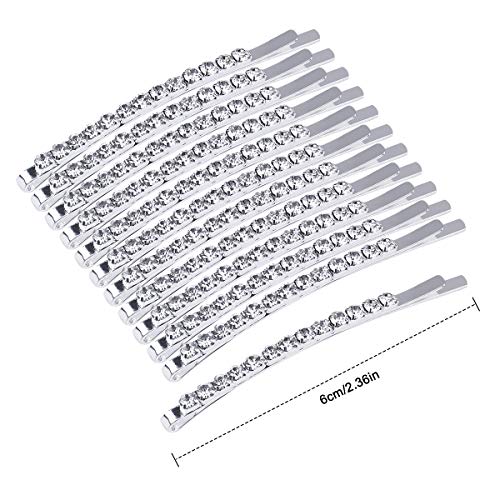 Dokpav 12 Pieces Rhinestone Bobby Pins, Crystal Hair Pin Decorations, Silver Metal Hair Clips, Barrettes Headdress, Fashion Hair Accessories for