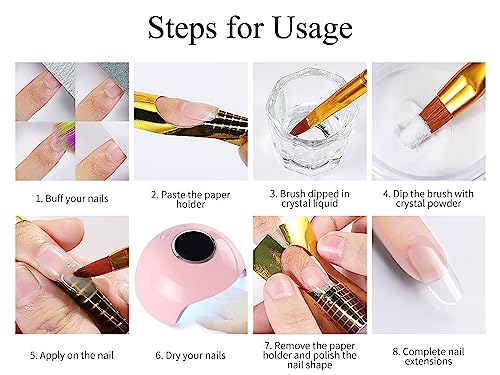 Deciniee Acrylic Powder Nail Kit, 8 Colors Dip Powder Nail Kit(Red White Pink Black Jelly Color),Nail Dipping Powder Nail Extension Kit with File