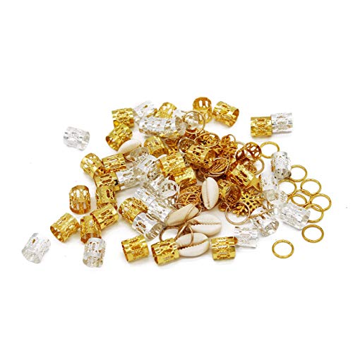 Beayuer 80 Pieces Hair Beads for Braids Hair Jewelry Rings Aluminum Hair Accessories Dreadlocks Metal Hair Cuffs Decorations Pendants for Passion