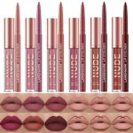 Petansy 12pcs Lip Liner and Lipstick Makeup Set, 6 Colors Matte Liquid Lip Sticks + 6 Matching Smooth Lip Liner, All in One Waterproof Long Lasti
