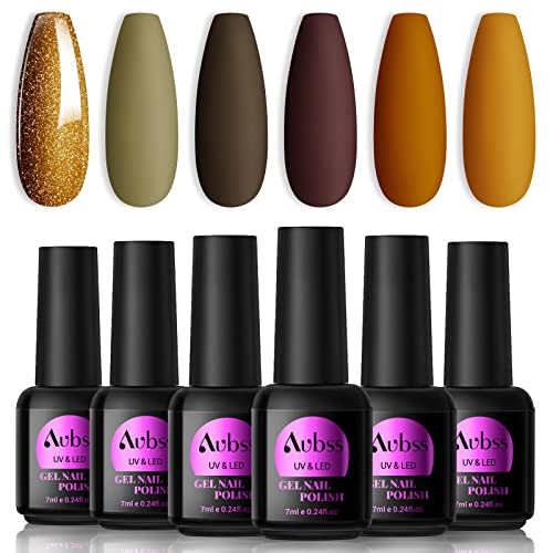 AUBSS Colour Changing Gel Nail Polish Set, 6 Colours Temperature Change Gel Polish Thermal Mood Chameleon Soak Off UV Gel Nail Kit Red Blue Orang