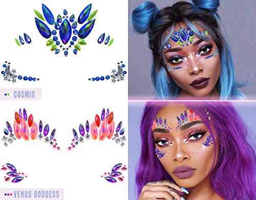 Face Gems 8 Pack (UK COMPANY) Face Stickers Festival Accessories for Kids Stick On