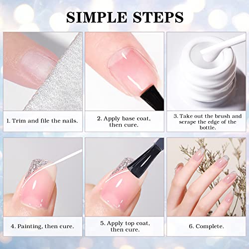 INPING Nail Art Liner Gel Polish, 2 Basic Colors Black White Liner Painted Gel Set Soak-Off UV/LED Nail Varnish Line Pen for Drawing Liner Swirl