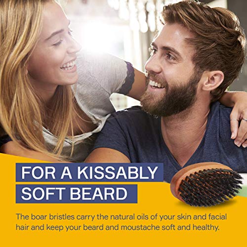 Seven Potions Boar Bristle Beard Brush For Men — Made of Pear Wood with 100% First-Cut Boar Hair — Firm Bristles To Tame and Soften Your Facial H