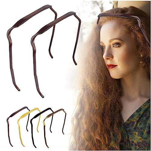 Audasi 2 PCS Curly Fashion Hair Hoop Hairbands, Square Shaped Hinged Curly Thick Hair Large Hair Headband, Invisible Hairstyle Blending Hair Hoop