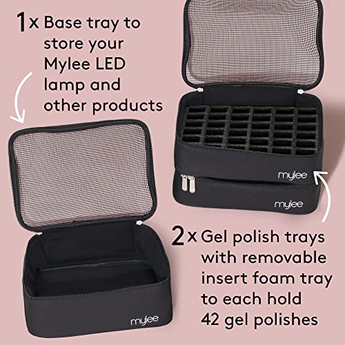 Mylee Gel Polish Carry Case – Nail Polish Storage Organiser, Holds 84 Nail Polish Bottles, 3X Removable Trays, Travel Friendly Bag, Nail Technici