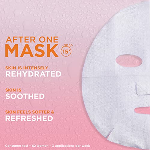 Garnier Moisture Bomb Chamomile and Hyaluronic Acid Sheet Mask, Hydrating & Soothing Face Mask, For Sensitive Skin, Biodegradable and Vegan Tissu