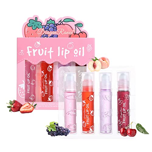 Lip Plumper Gloss Moisturizing Lip Lotion Oils,6Pcs Fruit-flavored Transparent Colorless , Moisturized Liquid Lipstick for Dry and Chapped Lips (