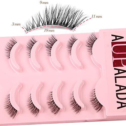 False Eyelashes Natural Half Lashes Short Wispy Clear Band 1/2 Lashes Pack Cat Eye 3D Faux Mink 3/4 Eye Lashes Multipack By AUPALADA, Lash Cluste