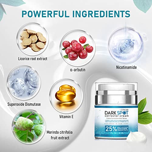 CITYGOO Corrector Cream for Face and Body, Dark Spot Remover, Natural Ingredient: 4-Butylresorcinol, Kojic Acid, Lactic Acid and Salicylic Acid,1