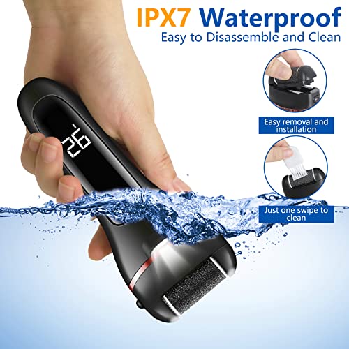 Electric Foot File, Eojjoisee® Hard Skin Remover, Rechargeable Callus Remover for Feet, 16 in 1 Pedicure kit with 3 Rollers LED Light, Foot Care