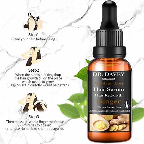 Hair Growth Serum vitamins serum for Hair Loss and Hair Regrowth Ginger Hair Growth Oil for Thinning/Balding/Repairs Hair Follicles/Stronger Hair