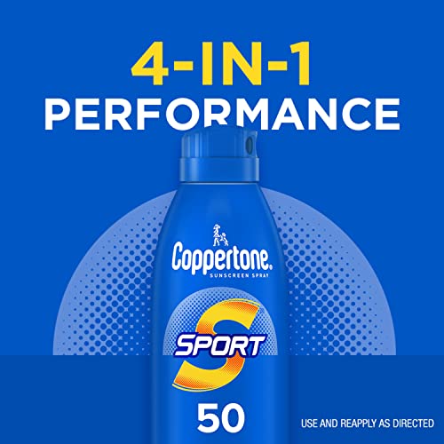 Coppertone SPORT Continuous Sunscreen Spray Broad Spectrum SPF 50 Multipack (5.5 Ounce Bottle, Pack of 3) (Packaging May Vary)