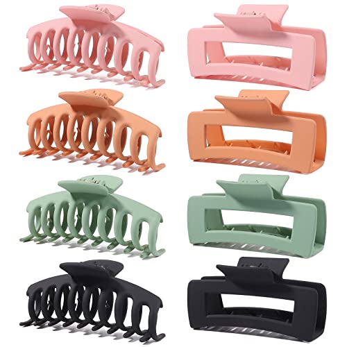 Hair Claw Clips for Women Girls, 8 PCS Hair Clips for Thick Hair, Thin Hair Strong Large Hold Hair Claw 4.3" Nonslip Hair Clamps Claw Clip Grips