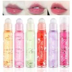 Lip Plumper Gloss Moisturizing Lip Lotion Oils,6Pcs Fruit-flavored Transparent Colorless , Moisturized Liquid Lipstick for Dry and Chapped Lips (