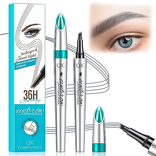 Eyebrow Pencil Tattoo Eyebrow Pen Waterproof Microblading Eye Brow Makeup Tool with Fork Tip Long-lasting for Natural Hair Like Defined Smooth Br