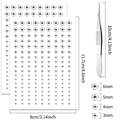 cobee Eye Face Gems,2 Sheets Face Jewels Rhinestones Crystals Stickers with Tweezer Self Adhesive Makeup Diamonds Stick on Face Gem for Women Par