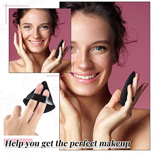 Patelai 2 Pcs Powder Puff Makeup Triangle Soft Sponge Reusable Sponges with Strap for Loose Cosmetic Foundation Wet Dry (Black)