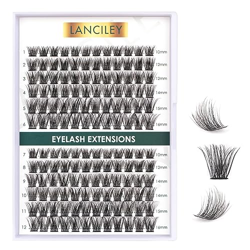 Lanciley Individual Lashes 45 Clusters Lashes CC Curl DIY Eyelash Extension Kit at Home for Make-up Beginner False Eyelashes with Eyelash Glue Tw