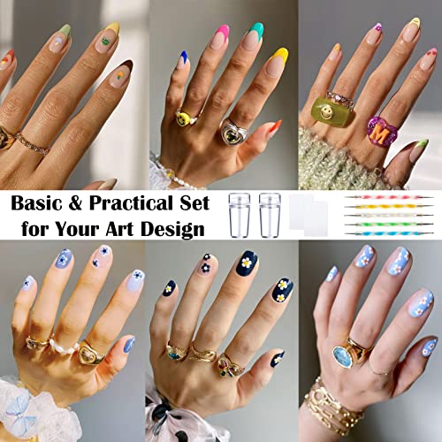 Clear Silicone Jelly Stamper, Nail Dotting Pen Transparent Nail Stamper Scraper for French Tip Nails Art Design Manicure Tools