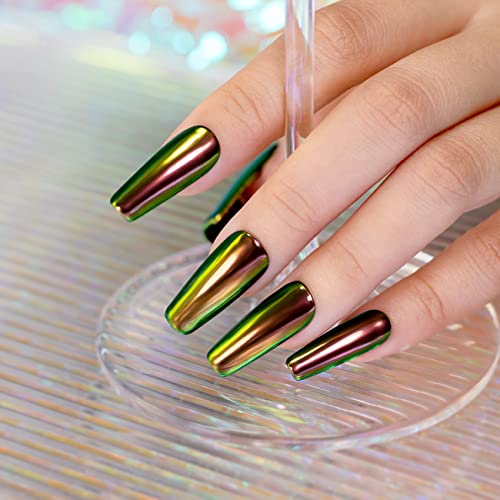 RARJSM Aurora Liquid Powder Chrome Nail Polish Magic Metallic Chameleon Mirror Effect Finish 5ML 0.17FLOZ Chrome Iridescent Mermaid Pearl White G