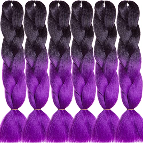 LDMY Hair for Braiding-Jumbo Braids, Long Colorful Ombre Pink Purple Jumbo Braiding Hair Extensions Kanekalon Jumbo Braid Wigs for Women Syntheti