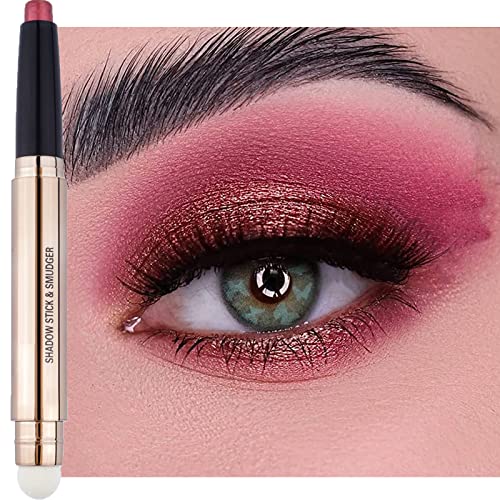 Glitter Eyeshadow Metallic Eye Shadow Stick,Pearl Shimmer Dual-Ended Eyeshadow Eye Brightener Highlighting Pen,High Pigmented,Cruelty Free,Smooth