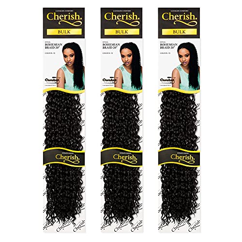 Cherish/Bohemian Braid Bulk 20'' / Crochet Hair Braids/Colour - 1B / Pack of 3