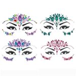 Face Gems Adhesive Glitter Jewel Tattoo Sticker Festival Gems Rave Party Body Make Up Body Jewels (4 PCS Great Designs (Z4AWMIX-A))