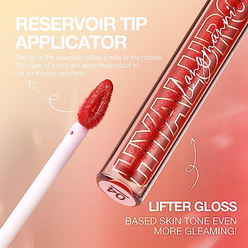 LANGMANNI 3Pcs Hyaluronic Acid Plumping Lip Gloss Set,Hydrate & High Shine Clear Looking Lips,Smooth Texture And Long Lasting Lip moisturizing,Br