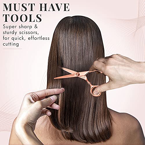 Hairdressing Scissors Set for Women - Hairdresser Barber Hair Cutting Scissors Kit for Trimming, Thinning with Comb, Clips and Case by Lily Engla