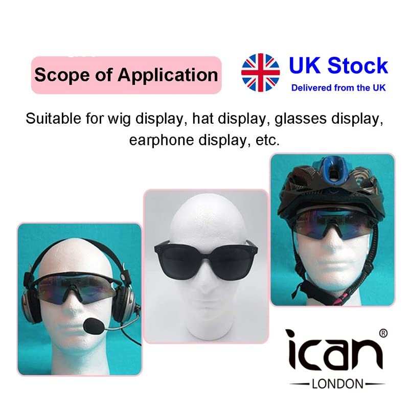 ICAN LONDON POLYSTYRENE FEMALE DUMMY MANNEQUIN HEAD MEDIUM FOR HATS,WIGS, DISPLAYS