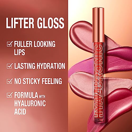 LANGMANNI 3Pcs Hyaluronic Acid Plumping Lip Gloss Set,Hydrate & High Shine Clear Looking Lips,Smooth Texture And Long Lasting Lip moisturizing,Br
