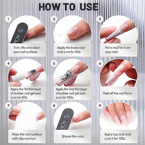 7-in-1 Pink Builder Nail Gel Aokitec 15ML Building Nail Gel Nail Polish For Strengthener Gel,Extension Gel,Rhinestone,Base Coat,False Nail Tips G