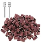 luoshaPUCY 100 Pieces Nail Sanding Bands with 2 Pieces Nail Drill Bits 180 Grit for 3/32 Inch Nail Drill Bit for Electric Nail Drill Nail art Man