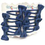 Set 8 Pcs HAIR BOWS HAIR CLIPS GIRLS CLIPS SCHOOL RIBBON SLIDES Hair ACCESSORY (Navy Blue)