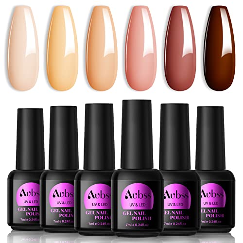 AUBSS Colour Changing Gel Nail Polish Set, 6 Colours Temperature Change Gel Polish Thermal Mood Chameleon Soak Off UV Gel Nail Kit Red Blue Orang