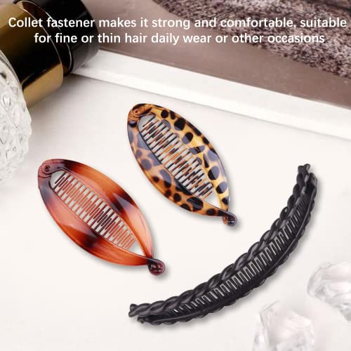 Banana Hair Clip 4 Pieces Banana Fish Hair Clips for Women Banana Clip Double Comb Long Hair Clips Ponytail Hair Comb Banana Hair Comb for Thick
