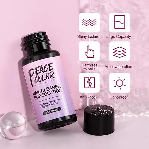 Slip Solution Kit, 30ML Extender Gel Nail Builder Kit, Poly Nail Gel Nail Extension Clear Liquid Solution Anti-stick Tools with Nail Art Brush St