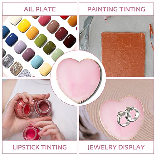 BLMHTWO Nail Palette Nail Polish Palette Resin Nail Art Palette Mixing Colors Palettes with Golden Edge and Heart Shape Design Nail Painting Disp