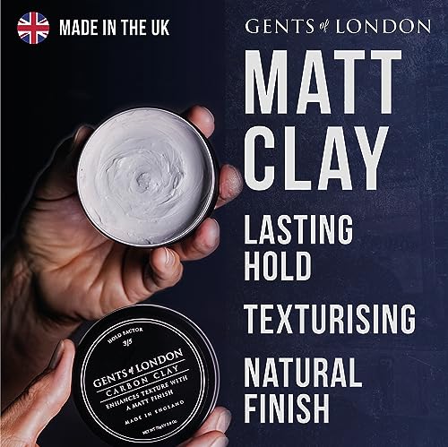 Carbon Clay, Gents of London Matte Hair Clay For Men, Medium Hold, Matte Finish, Texture Enhancing 75g Men’s Hair Wax, Authentic Styling Wax, Hai