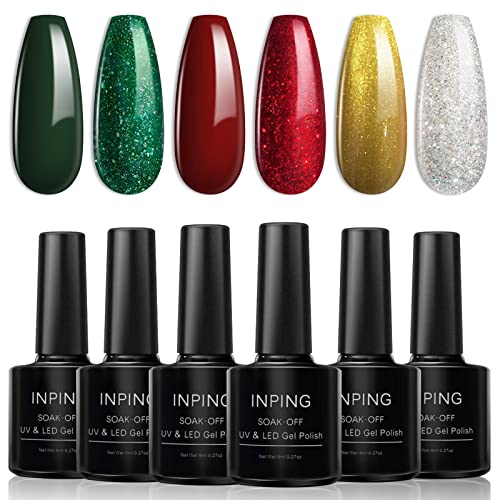 INPING Gel Nail Polish, 6 Colors Nude Gel Polish Bare Apricot Light Beige Natural Skin Dark Brown Popular Collection Soak Off UV/LED Lamp Manicur
