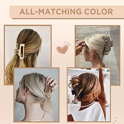 Ello Hair Claw Clip for Women & Girls, 4.3 Inch(11cm) Large Claw Clip for Women Thick Hair, Matte Hair Clips, Non-Slip Strong Jaw Claw Clips (Rec