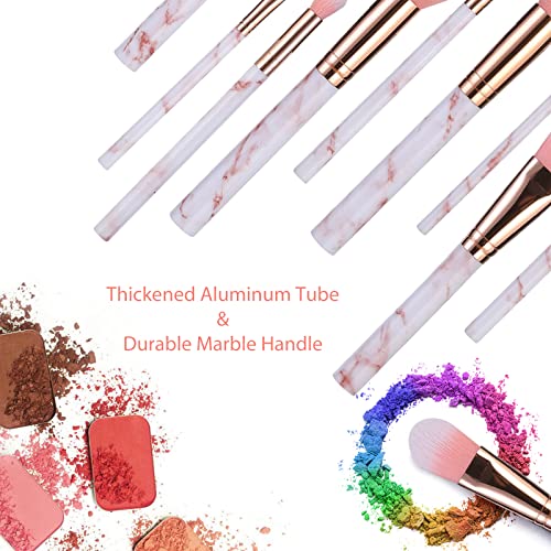 Makeup Brushes DUAIU 15PCs Pink Marble Makeup Brush Set Professional Premium Synthetic Make Up Brushes for Foundation, Powder, Blush, Contour, Co