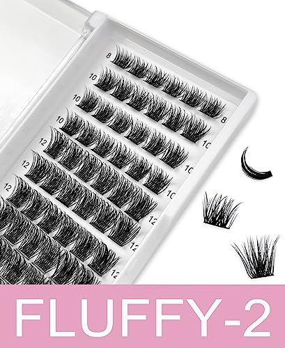 Cluster Lashes 120Pcs 10-16mm Individual Lashes D Curl Professional Lash Extension Kit, DIY False Eyelashes Fluffy Reusable Soft (10-16mm, 120 Cl