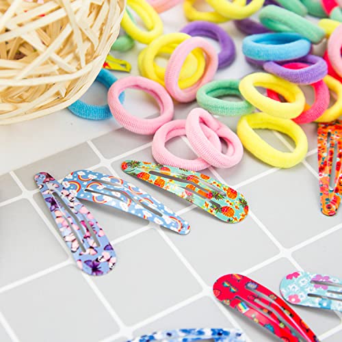 Hair Clips Hair Bands Set, Canvalite 40pcs Snap Girls Hair Clips and 100pcs Baby Girls Hair Bands for Girls Kids Baby, Hair Clips Girls for Fine