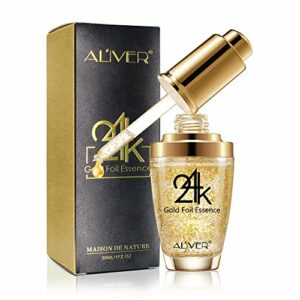 24K Gold Essence Collagen Face Serum Moisturizer Enriched with Vitamin C Serum, Vitamin E Cream for Skin care with Hyaluronic Acid Serum 1 FL OZ