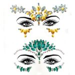 ZHIYE Face Gems, 2 Pcs Women Crystal Face Glitter Rhinestone Bindi Temporary Tattoo Face Eyebrow Body Stickers for Rave Festival Party